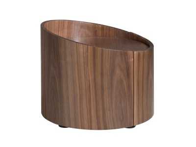 Mesita de rincón redonda de 1 cajón en nogal - RONDO