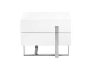Table de chevet laquée blanche et structure piètement en acier inoxydable - ROSE 2