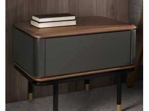 Lacquered and walnut bedside table with stainless steel legs - ANEESA 2