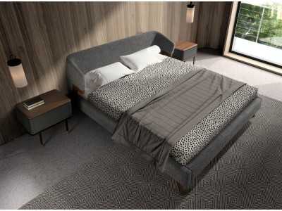 Mesita de noche lacada y nogal con patas en acero inoxidable - ANEESA