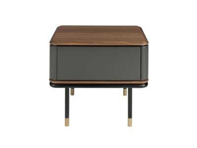 Table de chevet laquée et noyer avec pieds en acier inoxydable - ANEESA