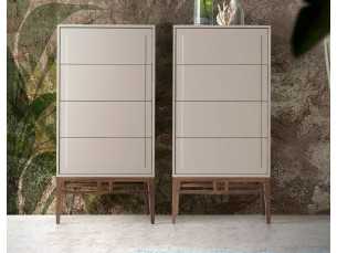 Chiffonnier laquée avec piètement en noyer - COSIMA