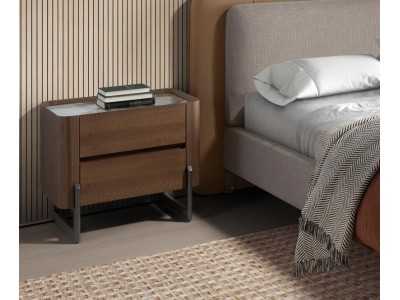 Walnut bedside table with ceramic top - SYMI
