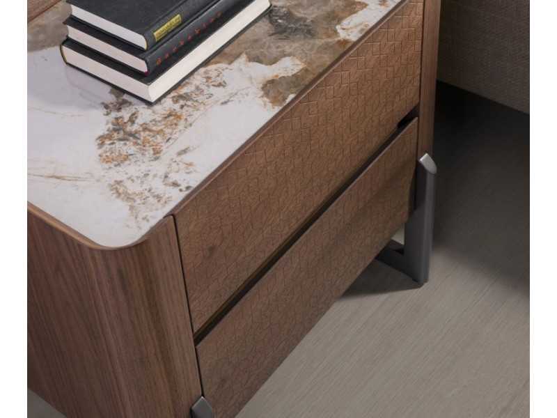 Walnut bedside table with ceramic top - SYMI