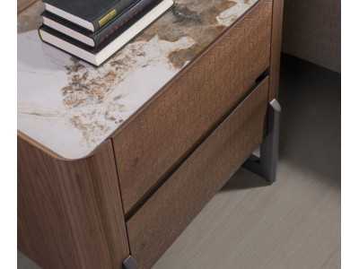 Walnut bedside table with ceramic top - SYMI