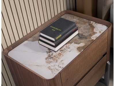 Walnut bedside table with ceramic top - SYMI