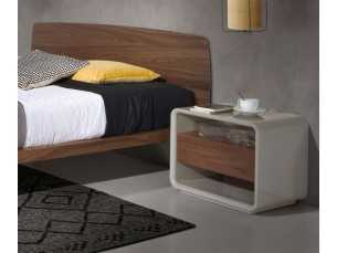 Lacquered bedside table with one drawer in walnut - DILETTA 2
