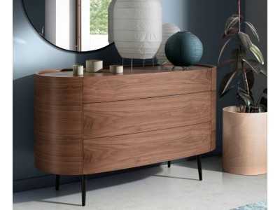 Commode ovale en noyer et pieds inox - OVALE Commode ovale en noyer et pieds inox - OVALE