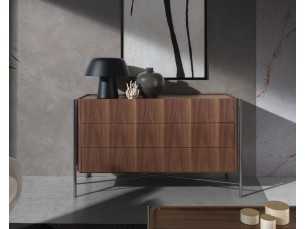 Commode en noyer et acier inoxydable - WENDY