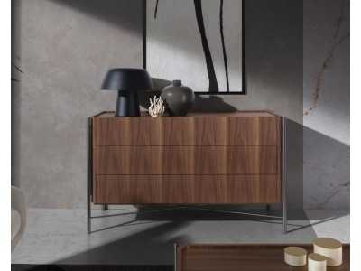 Commode en noyer et acier inoxydable - WENDY