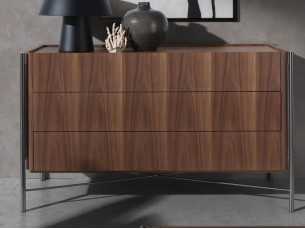 Commode en noyer et acier inoxydable - WENDY 2