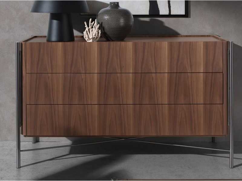 Commode en noyer et acier inoxydable - WENDY