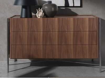 Commode en noyer et acier inoxydable - WENDY