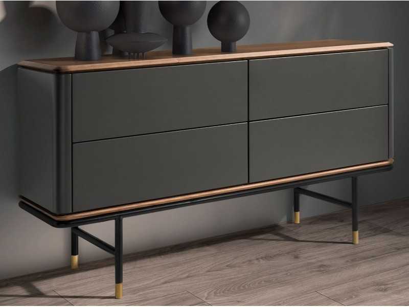 Cómoda de diseño con madera de nogal y lacado - ANEESA
