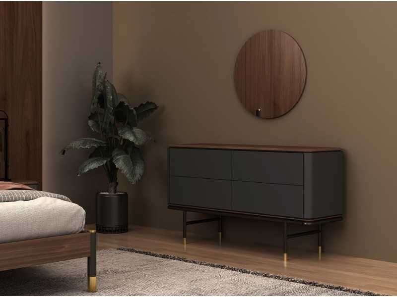 Cómoda de diseño con madera de nogal y lacado - ANEESA