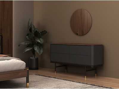 Cómoda de diseño con madera de nogal y lacado - ANEESA