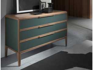 Commode 3 tiroirs en noyer et PVC - NERA