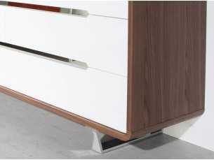 Cómoda en nogal ,frentes de cajones lacados y patas en acero inoxidable - AGOSTINA 2