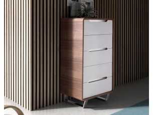 Walnut chiffonier, lacquered drawer fronts, and stainless steel legs - AGOSTINA