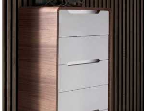 Walnut chiffonier, lacquered drawer fronts, and stainless steel legs - AGOSTINA 2