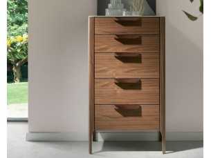 Walnut chiffonier with glass top imitating porcelain marble - DINA