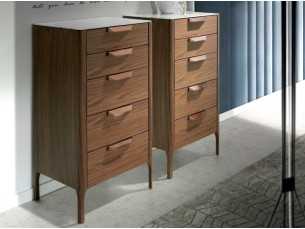 Walnut chiffonier with glass top imitating porcelain marble - DINA 2