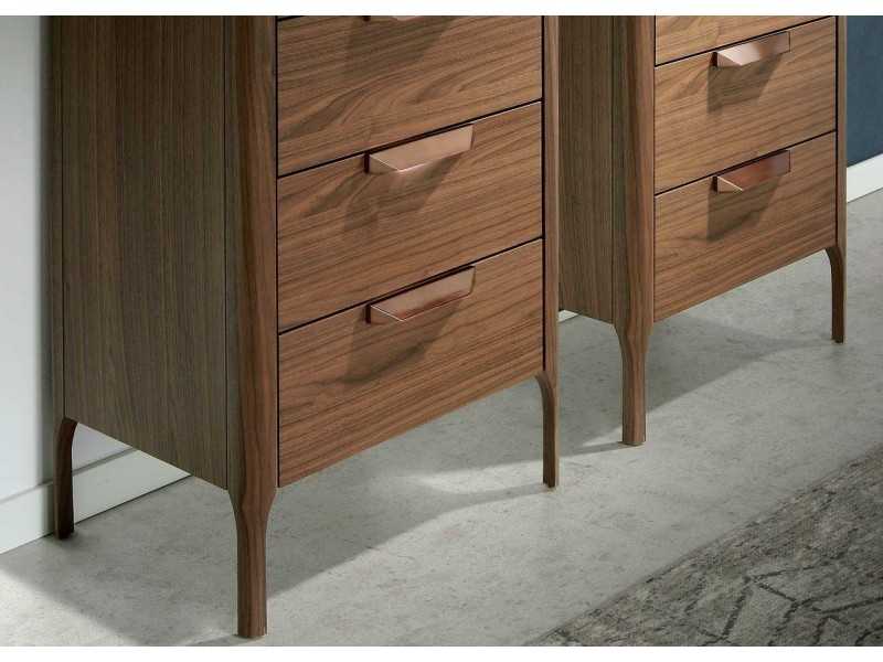 Sinfonier en nogal con tapa de cristal imitación mármol porcelánico - DINA