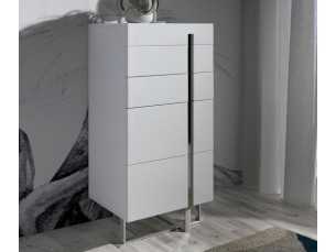 White lacquered chiffonier with stainless steel base - ROSE
