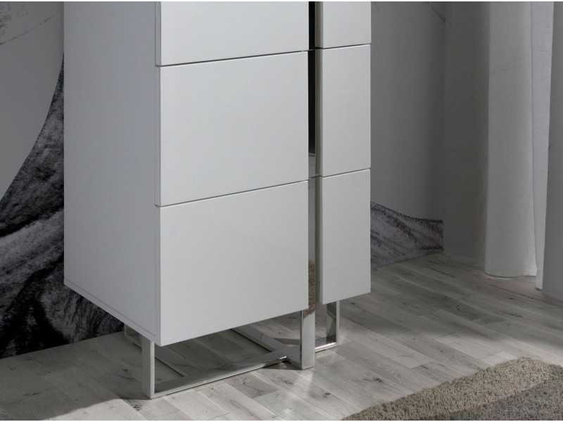 White lacquered chiffonier with stainless steel base - ROSE