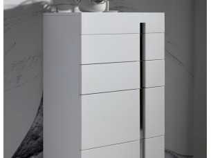 White lacquered chiffonier with stainless steel base - ROSE 2