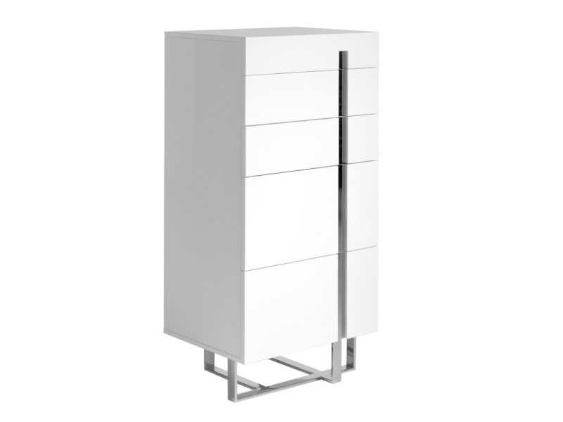 White lacquered chiffonier with stainless steel base - ROSE