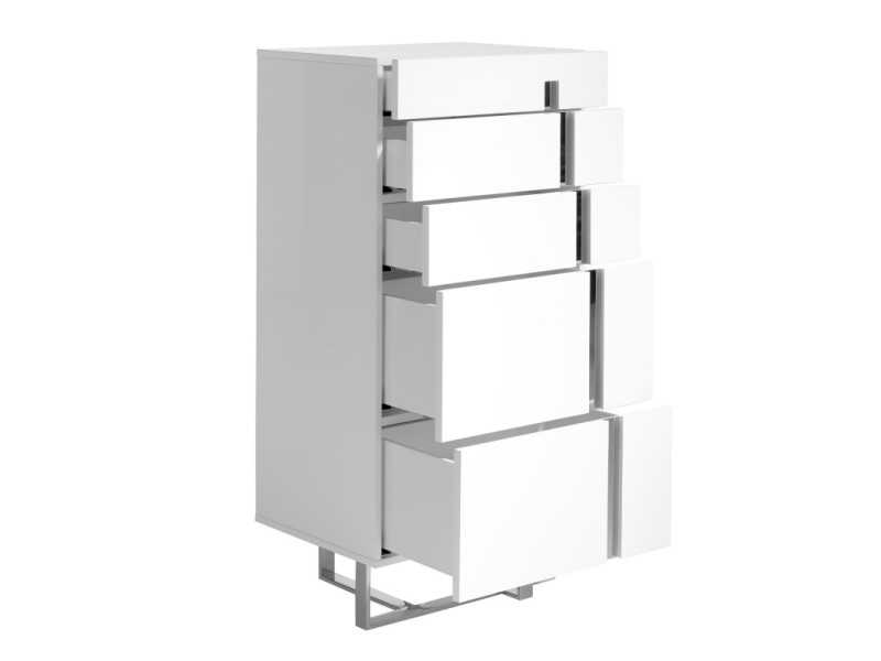 White lacquered chiffonier with stainless steel base - ROSE