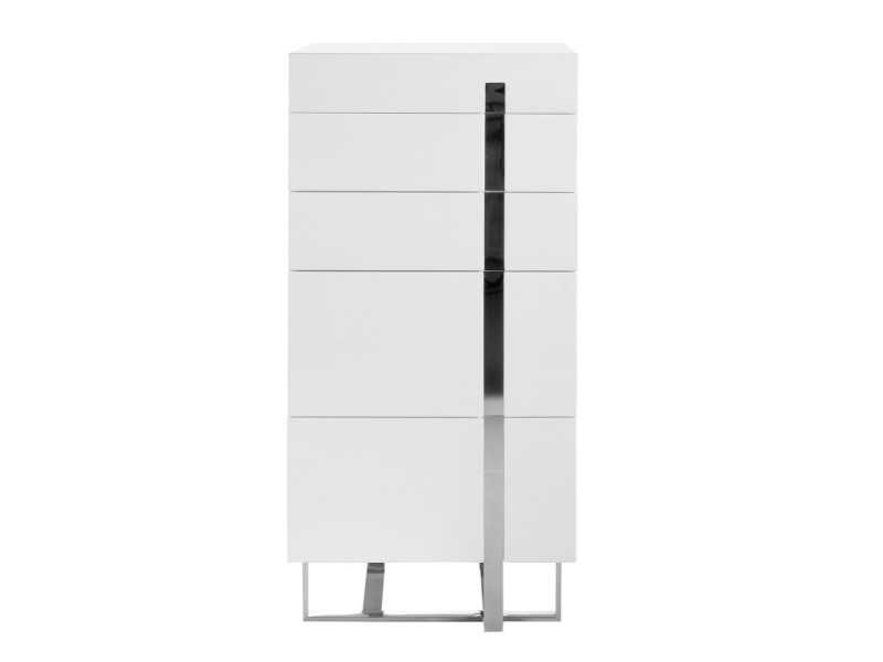 White lacquered chiffonier with stainless steel base - ROSE