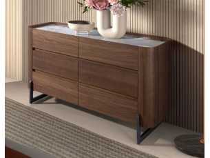 Chest of drawers in walnut with ceramic top - SYMI