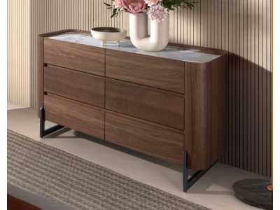 Chest of drawers in walnut with ceramic top - SYMI
