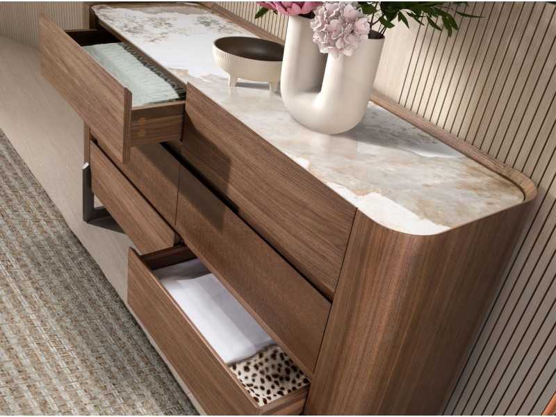 Commode en noyer avec plateau en céramique - SYMI