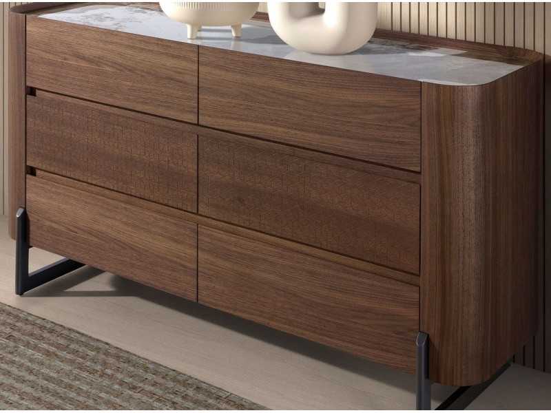 Chest of drawers in walnut with ceramic top - SYMI