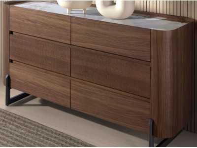 Chest of drawers in walnut with ceramic top - SYMI