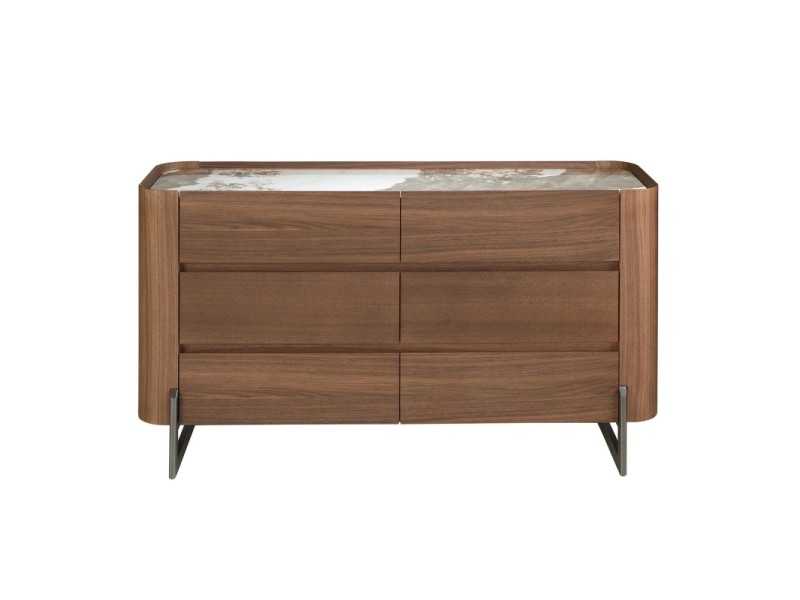 Chest of drawers in walnut with ceramic top - SYMI