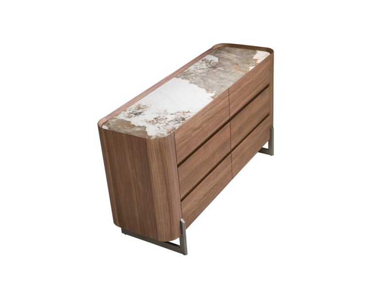 Commode en noyer avec plateau en céramique - SYMI