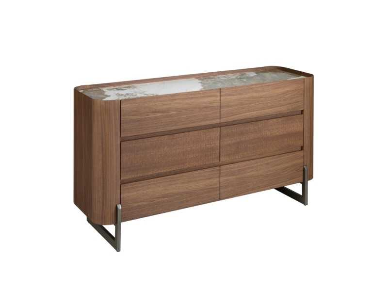 Chest of drawers in walnut with ceramic top - SYMI