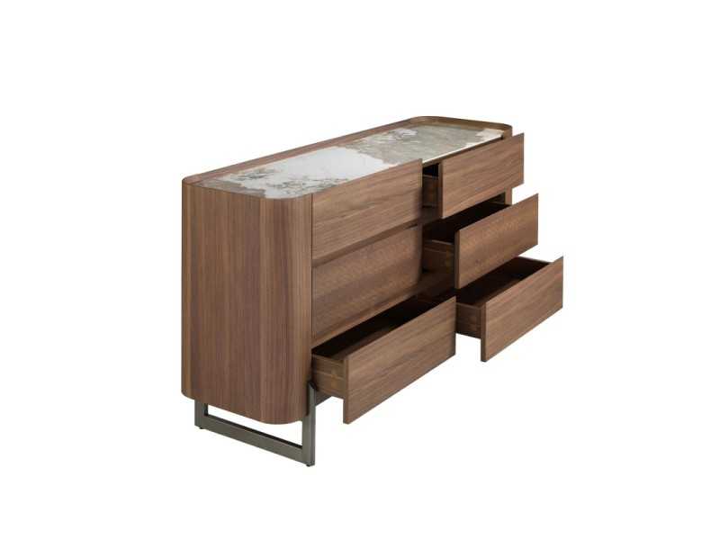 Chest of drawers in walnut with ceramic top - SYMI