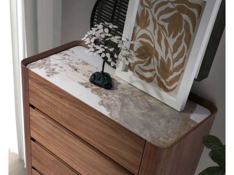 Walnut chiffonier with ceramic top - SYMI