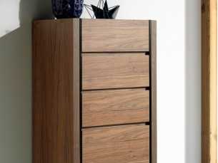 Walnut chiffonier with tempered glass sides and legs - GEMMA 2