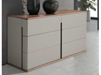Commode design laquée avec plateau et piètement en noyer - DRUSILLA Commode design laquée avec plateau et piètement en noyer - DRUSILLA