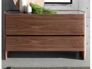 Commode en noyer avec plateau en verre trempé - SAVINA 2