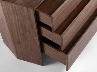 Walnut chest of drawer with tempered glass top - SAVINA Walnut chest of drawer with tempered glass top - SAVINA