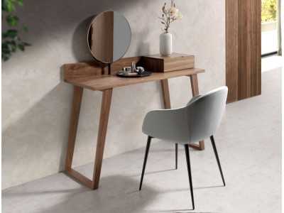 Modern walnut dressing table with mirror - NOTTE