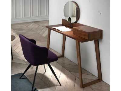Modern walnut dressing table with mirror - NOTTE