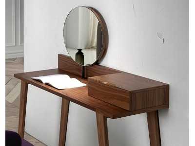 Modern walnut dressing table with mirror - NOTTE